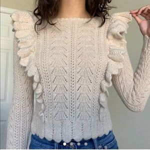 ISO LoveShackFancy Lace Ruffle Pullover Oatmeal, M